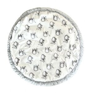 EUC Grey and White Padded Baby Circle Play Mat With Elephant Pattern